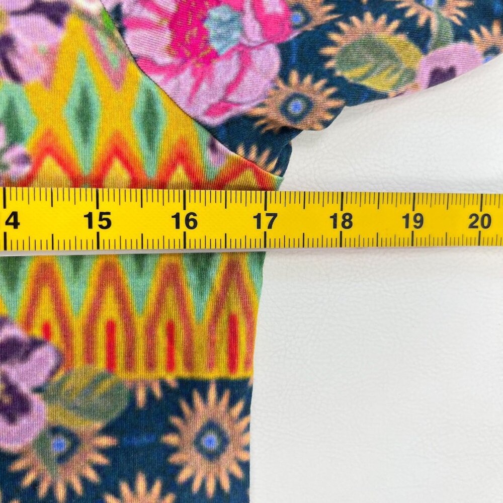 Johnny Was Maggie Multi-Pattern Floral Stretchy Swing Midi Dress Size XS - Picture 10 of 12